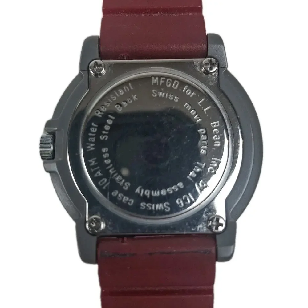 Vintage 90s L.L. Bean L.L. Bear Kids / Women Watch Red Rubber Sport Strap 36mm